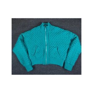 Urban Outfitters Teal Textured Zip Up Bomber Style Sweater Puffer Jacket